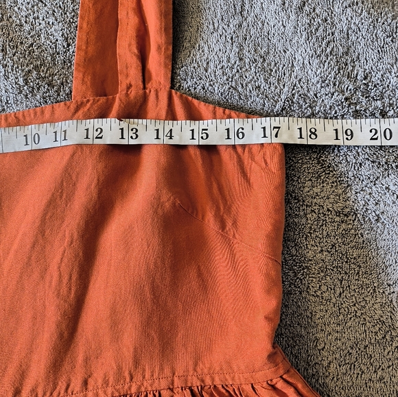 Uniqlo Linen Blend Shirring Sleeveless Dress Orange Size Large Summer Minimalist - Picture 9 of 12